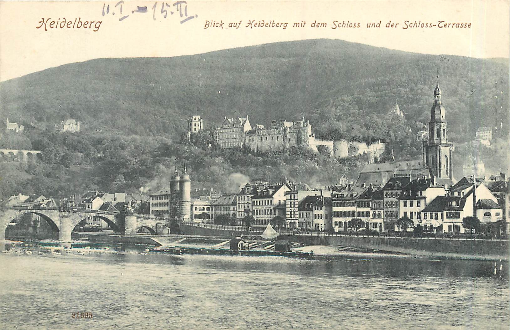 CPA Heidelberg Blick auf Heidelberg mit dem Schloss und der Schloss Terrasse 