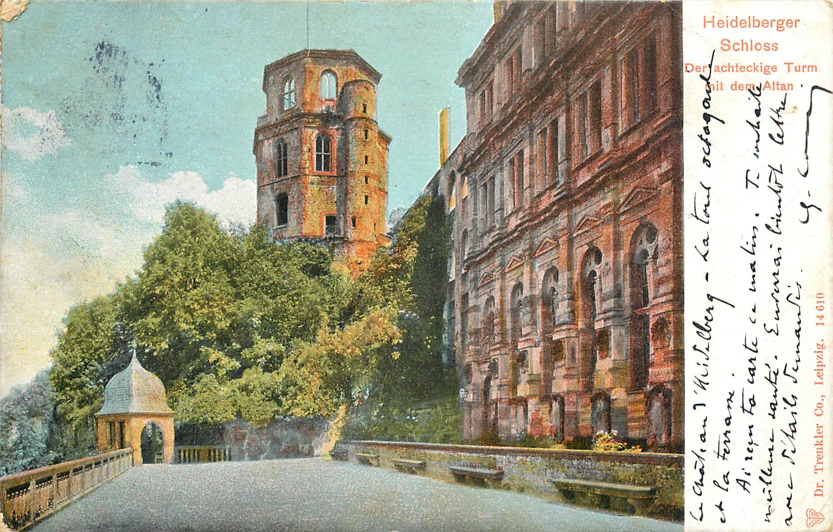 CPA Heidelberg Schloss Der achteckige Turm mit dem Altan 