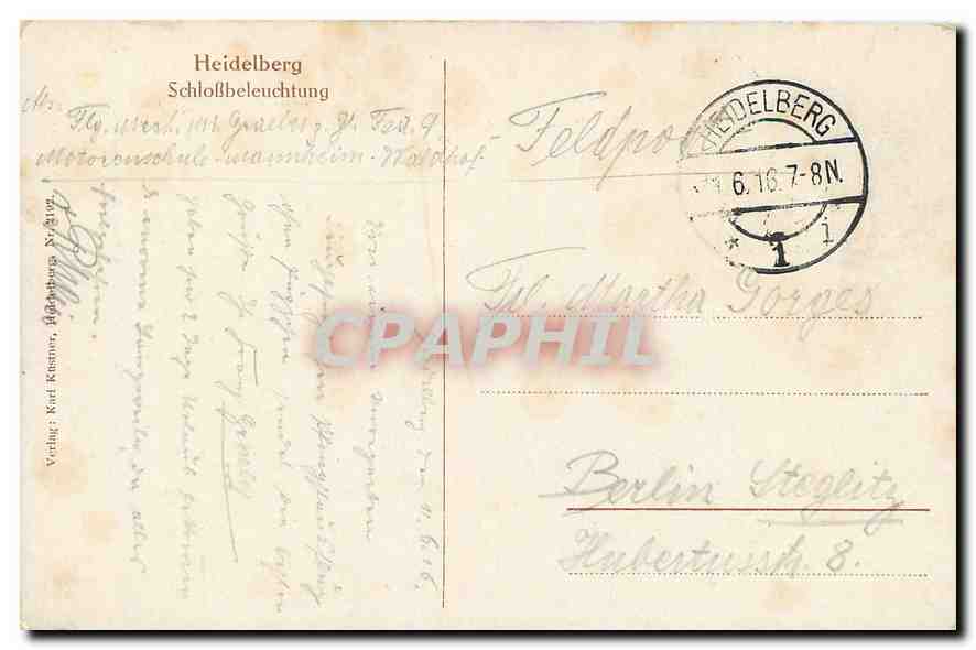 CPA Heidelberg Schlossbeleuchtung  — Rückseite