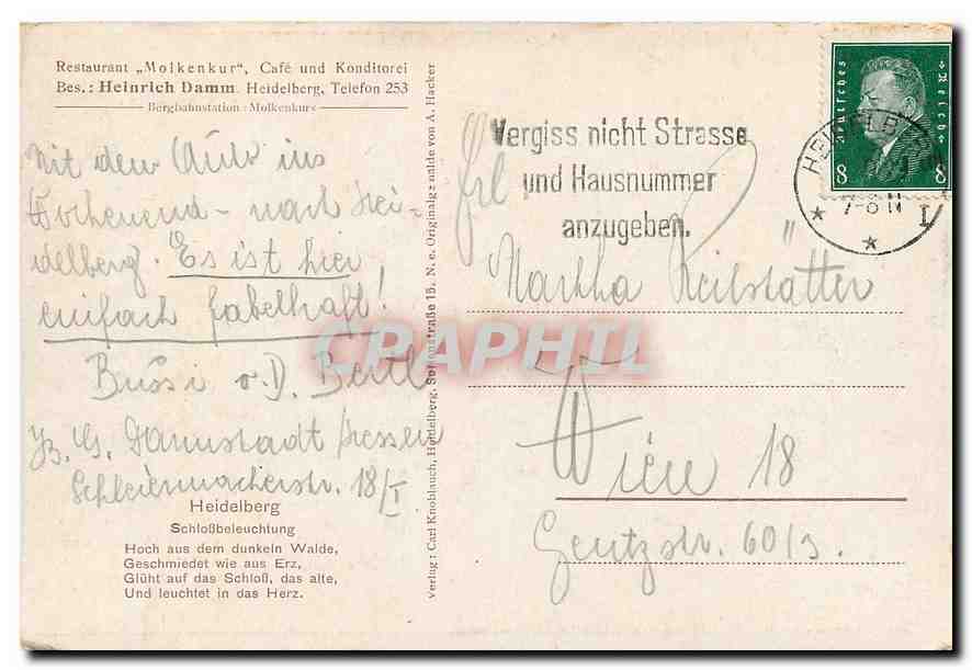 CPA Heidelberg Schlossbeleuchtung  — Rückseite