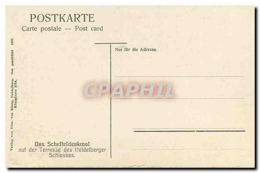 CPA Das Scheffeldenkmal auf der Terrasse des Heidelberger Schlosses  — Rückseite