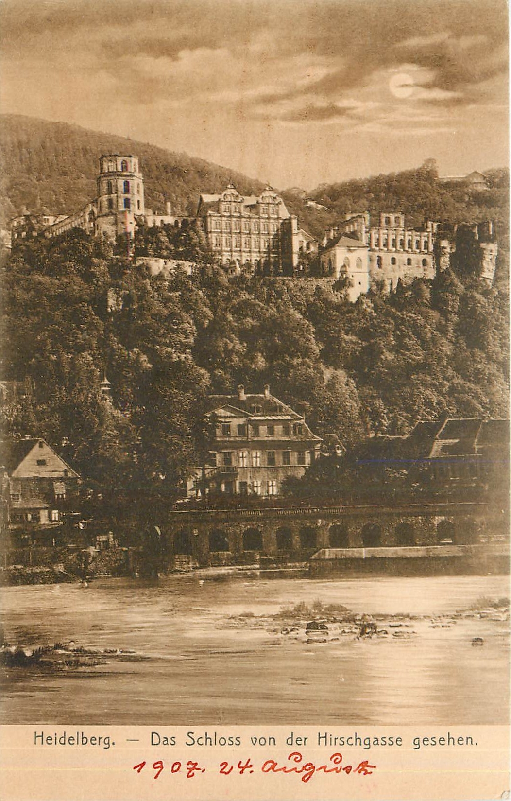 CPA Heidelberg Das Schloss von der Hirschgrasse gesehen 
