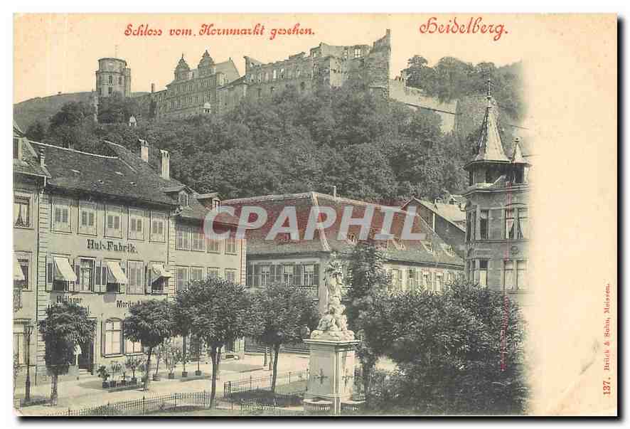 CPA Heidelberg Schloss vom Hornmarkt gesehen 
