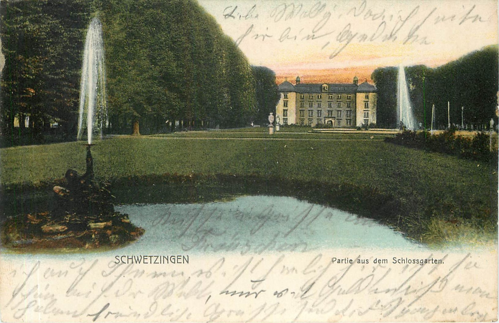 CPA Schwetzingen Partie aus dem Schlossgarten 