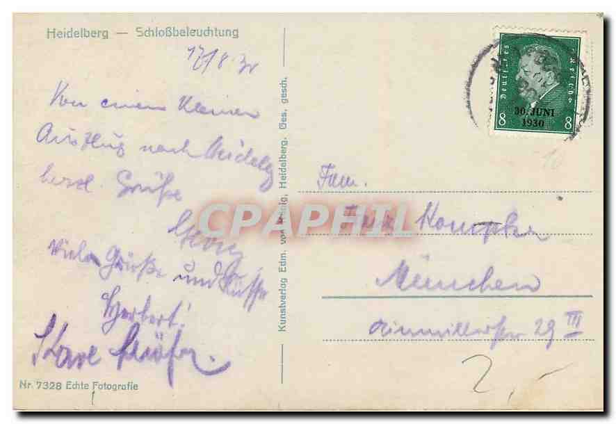CPA Heidelberg Schlossbeleuchtung  — Rückseite
