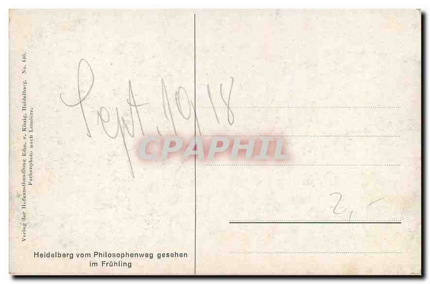 CPA Heidelberg vom Philosophenweg gesehen im Fruhling  — Rückseite