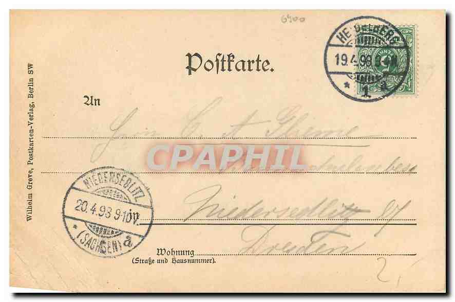 CPA Gruss aus Heidelberg Heidelberg Philosophenweg (carte 1899) — Rückseite