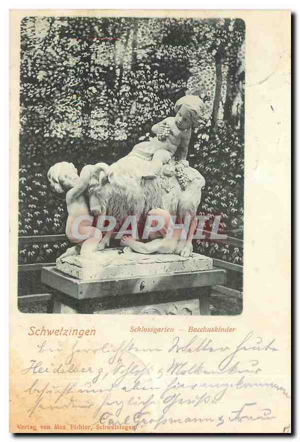 CPA Schwetzingen Schlossgarten Bacchuskinder Enfants Bouc Chevre