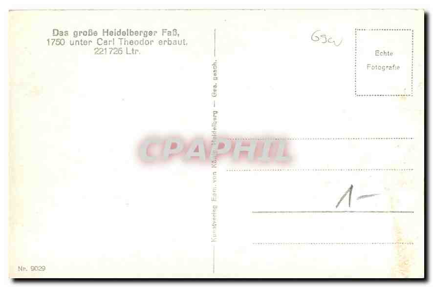 CPA Das grosse Heidelberger Fass Heildelberg — Rückseite