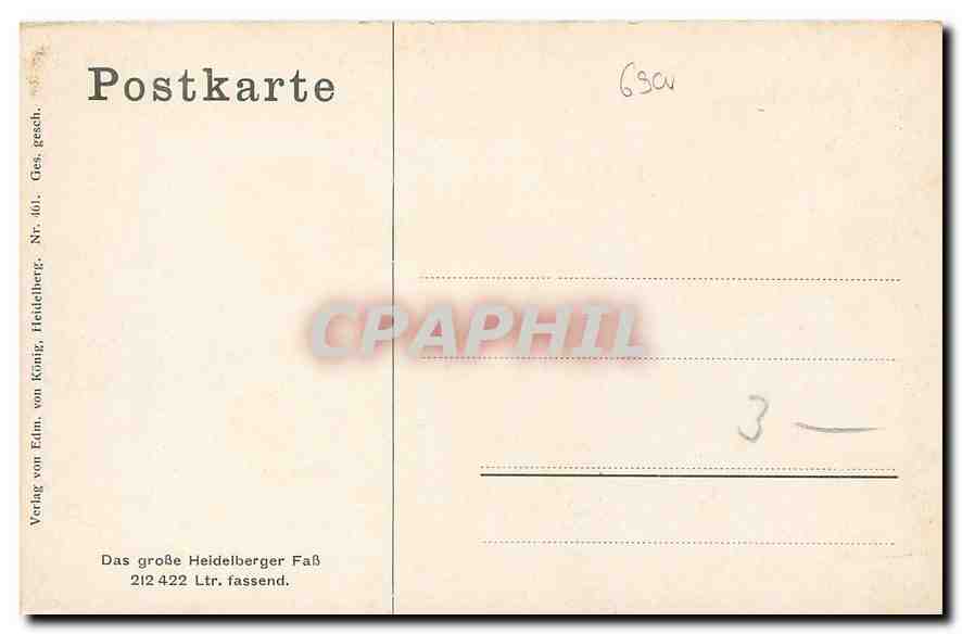 CPA Das grosse Heidelberger Fass  — Rückseite