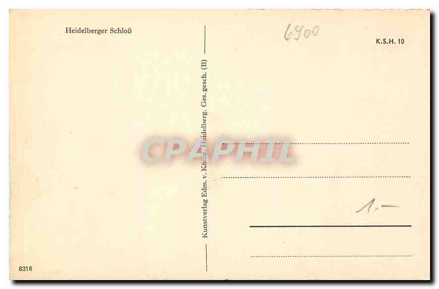 CPA Heidelberger Schloss  — Rückseite