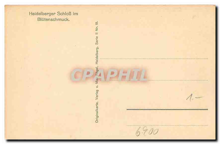 CPA Heidelberger Schloss im Blutenschmuck  — Rückseite