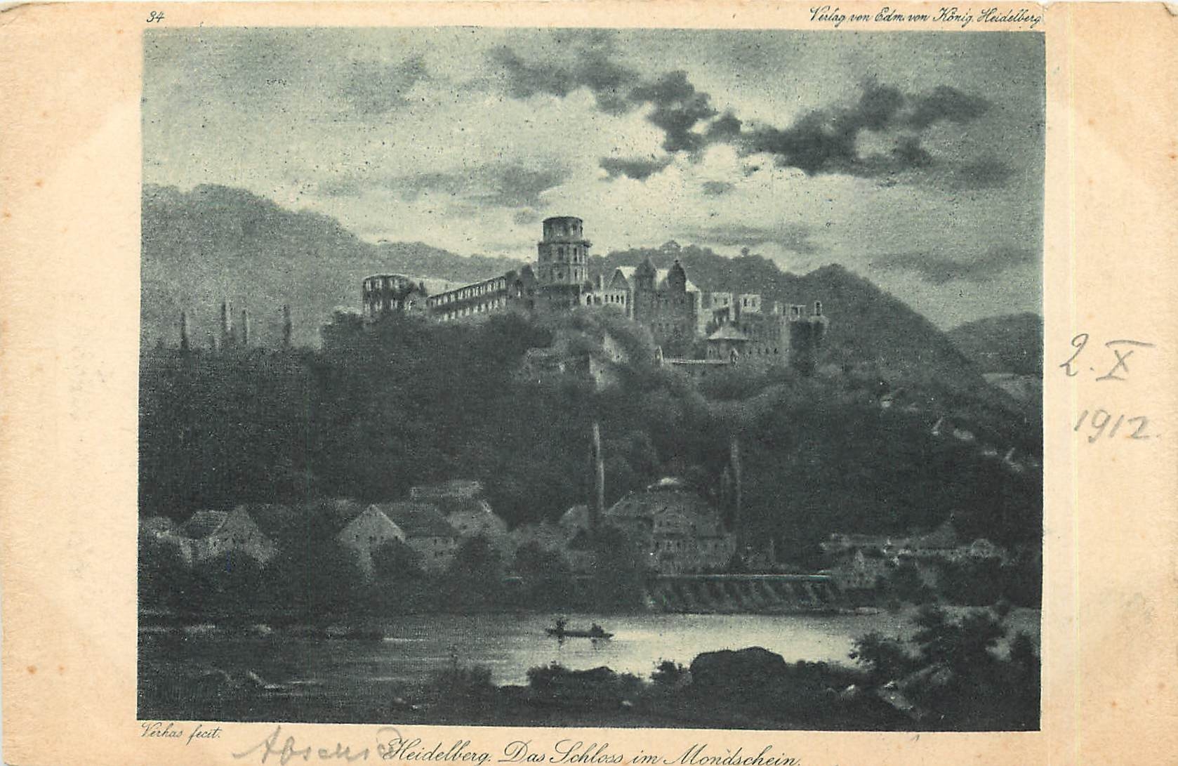 CPA Heidelberg Das Schloss im Mondschein 
