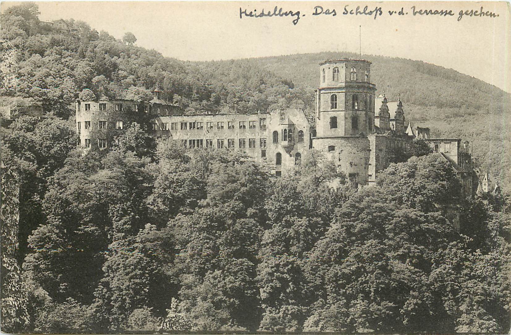 CPA Heidelberg Das Schloss vd terrasse gesehen 