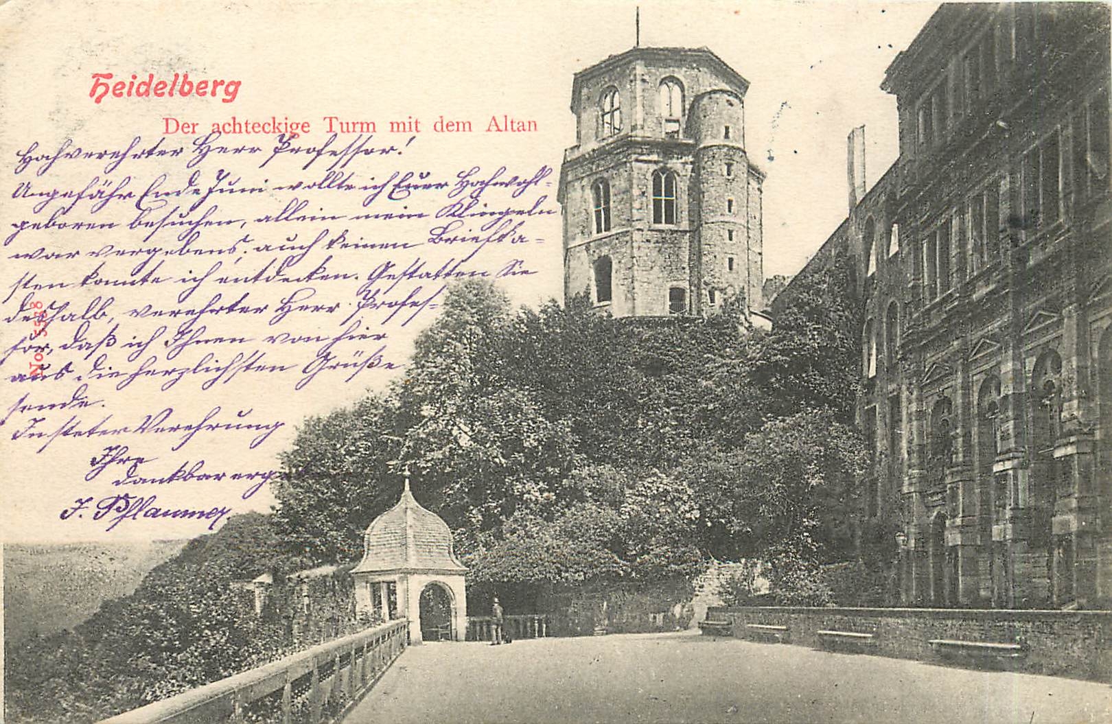 CPA Heidelberg Der achteckige Turm mit dem Altan 