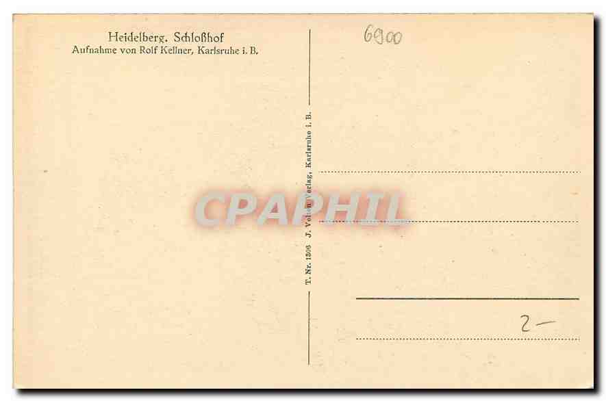 CPA Heidelberg Schlosshof Aufnahme von Rolf Kellner  — Rückseite