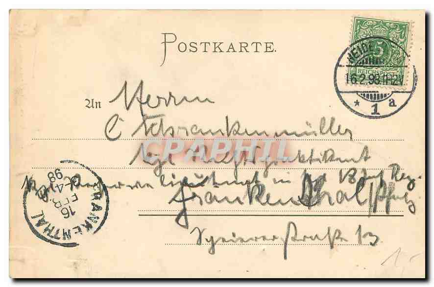 CPA Gruss aus Heidelberg Schlossaltan mit achteckigem Thurm (carte 1898) — Rückseite