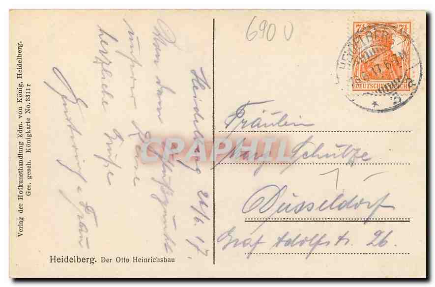 CPA Heidelberg Der Otto Heinrichsbau  — Rückseite