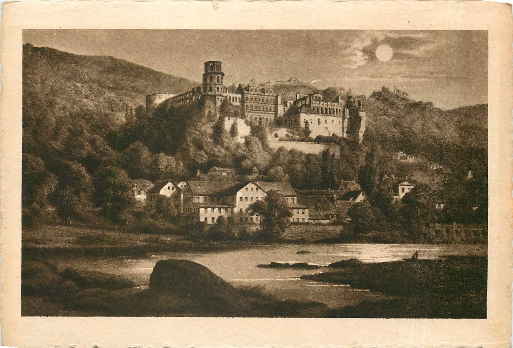 CPA Heidelberg Das Schloss von der Hirschgasse gesehen 