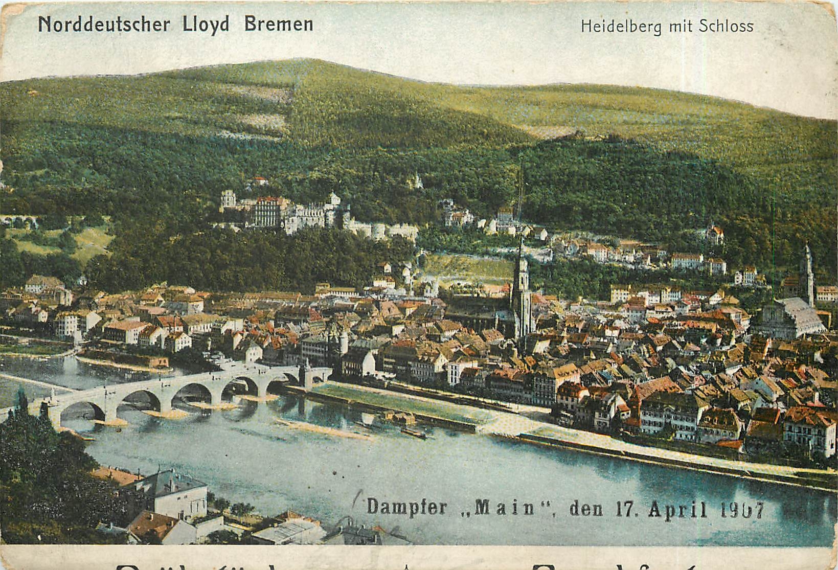 CPA Norddeutscher Lloyd Bremen Heidelberg mit Schloss Dampfer Main 