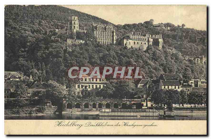 CPA Heidelberg Das Schloss von der Hirschgasse gesehen 