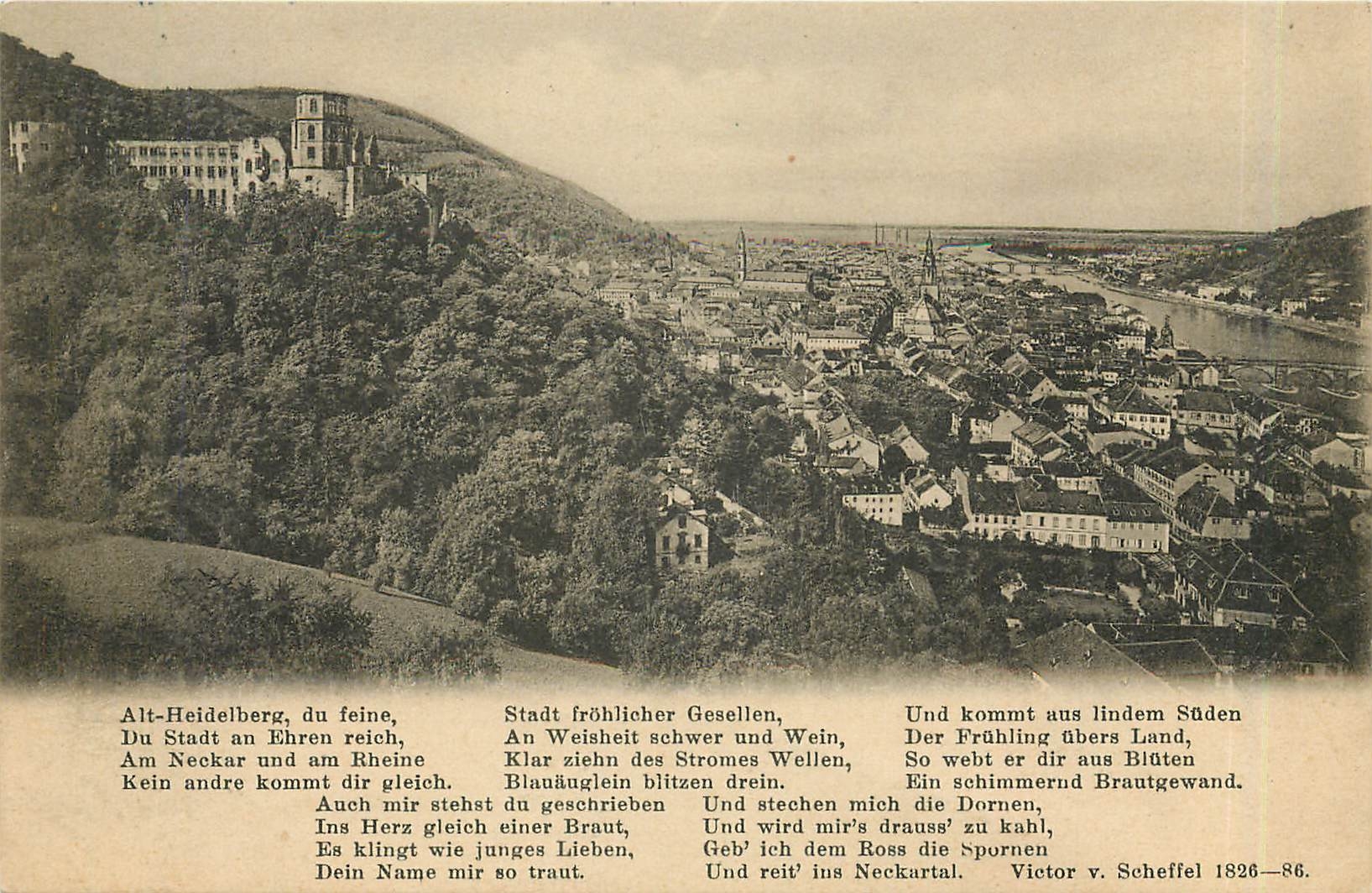 CPA Alt Heidelberg du feine du Stadt an Ehren reich Am Neckar und am Rheine Kein andre kommt dir gle