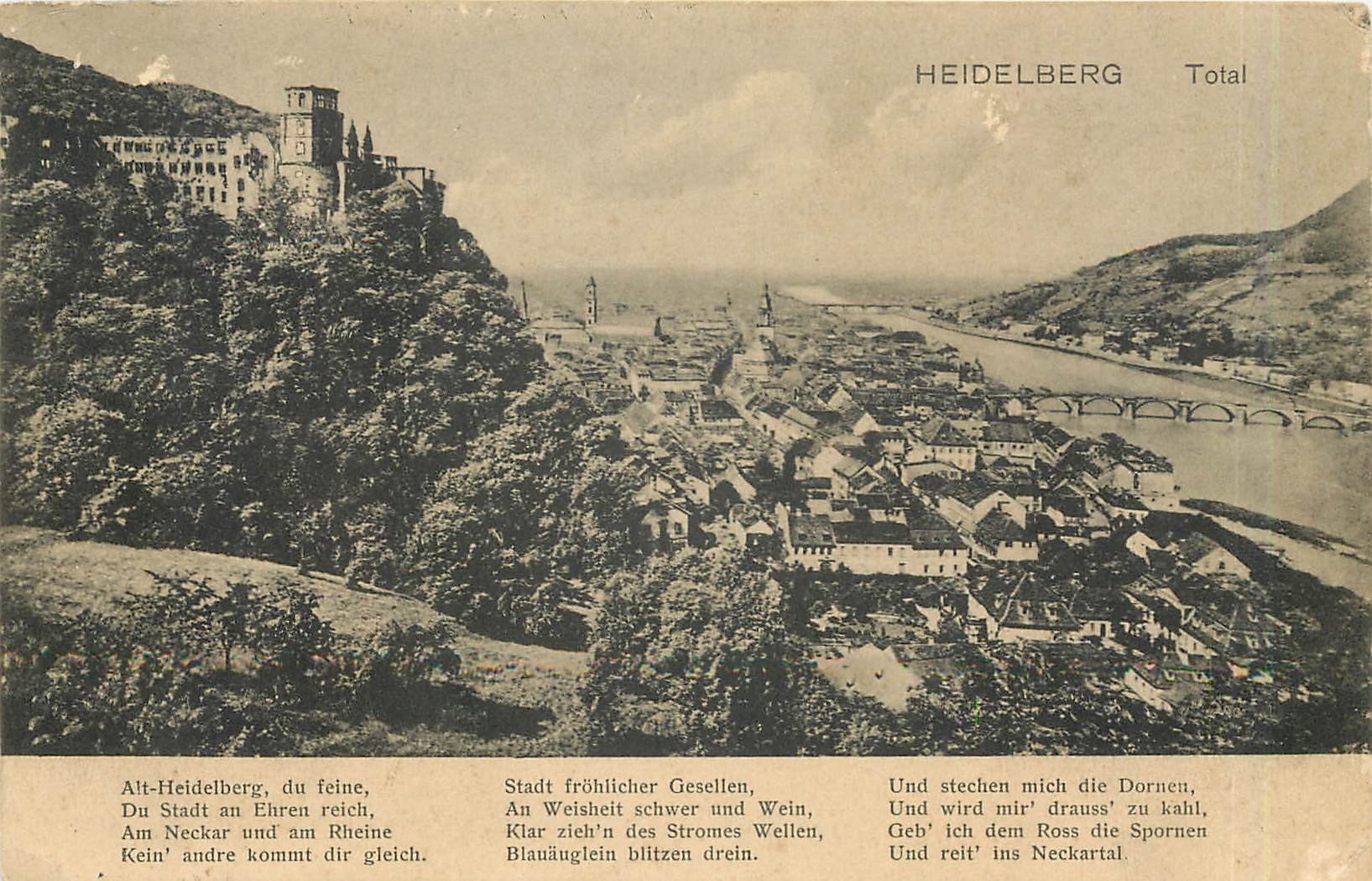 CPA Alt Heidelberg du feine du Stadt an Ehren reich Am Neckar und am Rheine Kein andre kommt dir gle