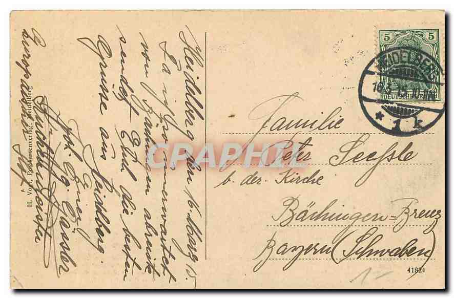 CPA Alt Heidelberg du feine du Stadt an Ehren reich Am Neckar und am Rheine Kein andre kommt dir gle — Rückseite