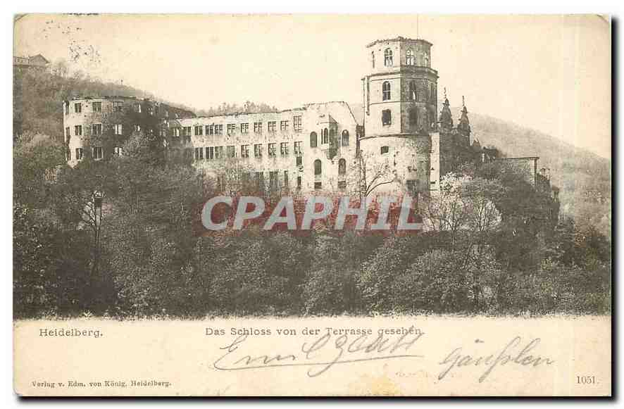CPA Heidelberg Das Schloss von der Terrasse Gesehen 