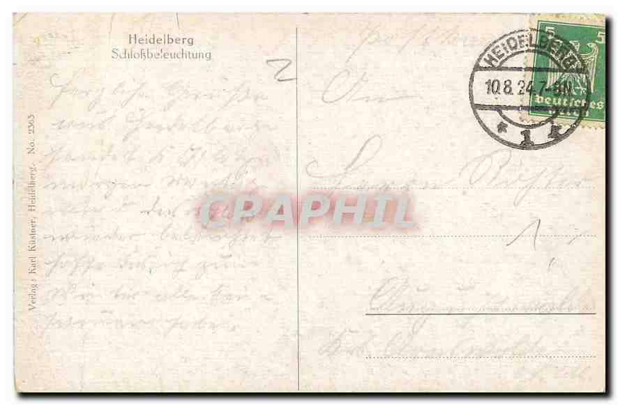 CPA Heidelberg Schlossbeleuchtung  — Rückseite