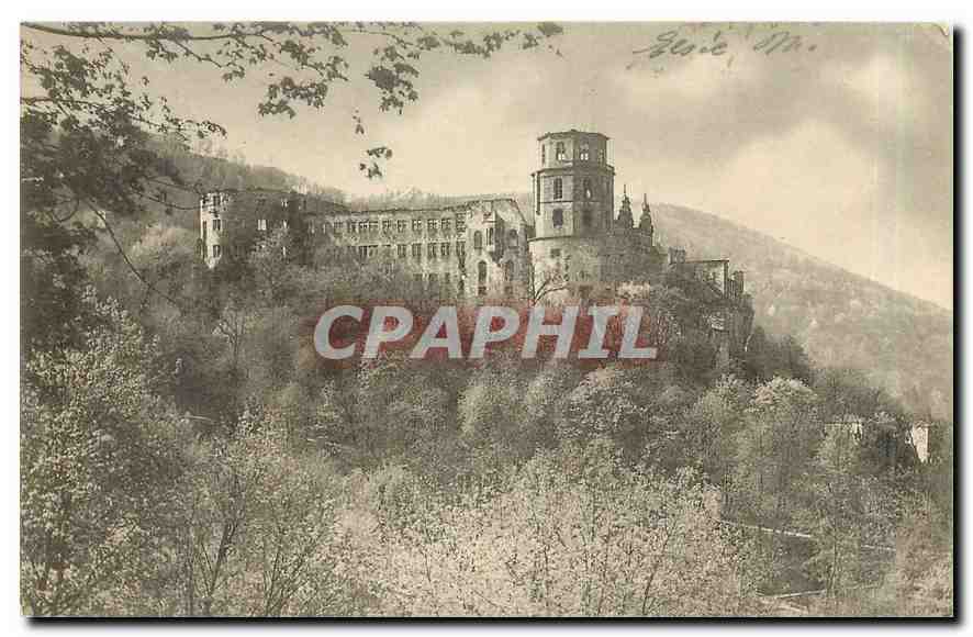 CPA Heidelberg Das Schloss Terrasse gesehen 