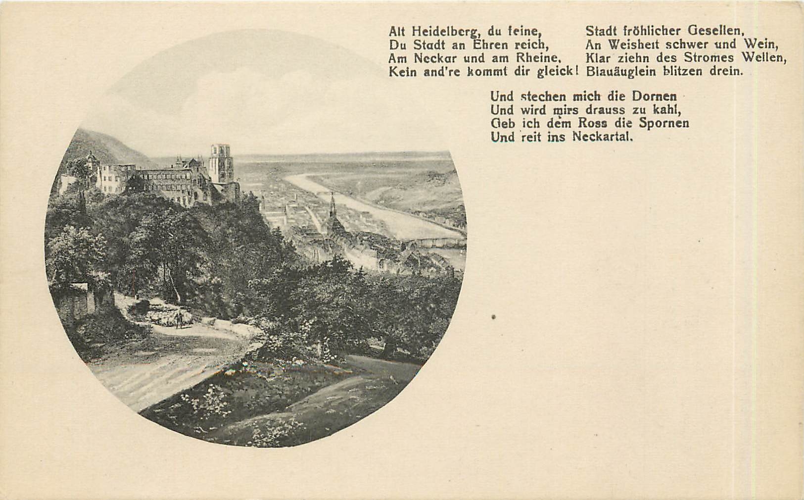 CPA Alt Heidelberg du feine du Stadt an Ehren reich Am Neckar und am Rheine Kein andre Kommt dir gle