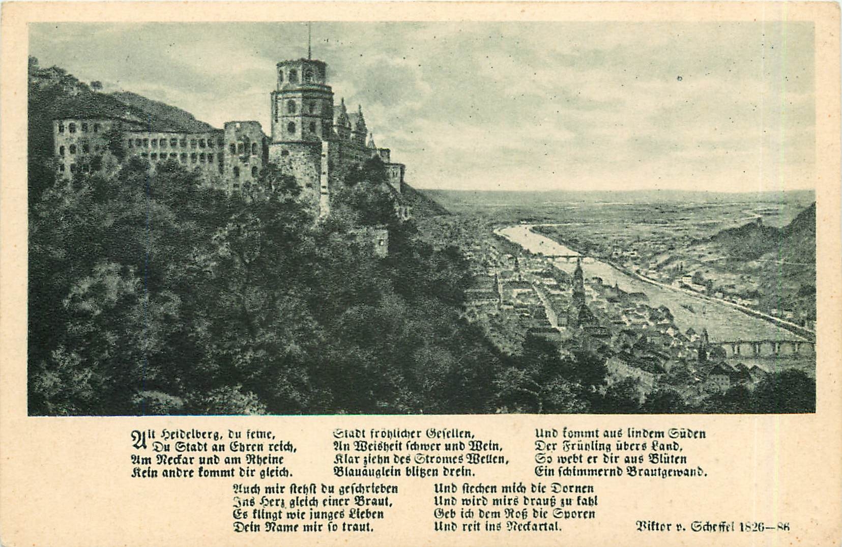 CPA Alt Heidelberg du feine du Stadt an Ehren reich Am Neckar und am Rheine Kein andre Kommt dir gle