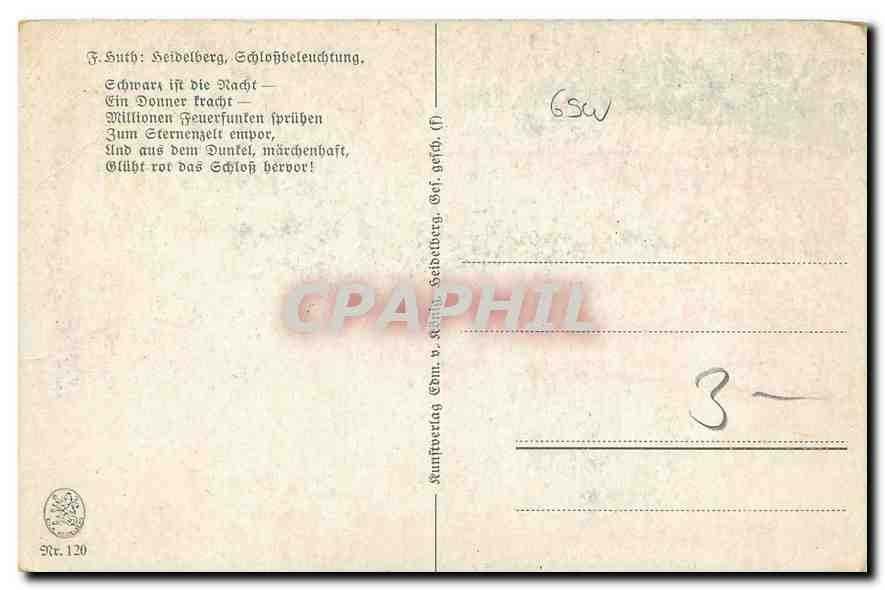 CPA Heidelberg Schlossbeleuchtung  — Rückseite