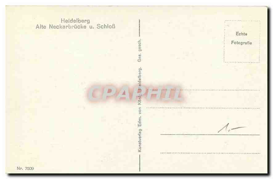 CPA Heidelberg Alte Neckarbrucke u Schloss  — Rückseite