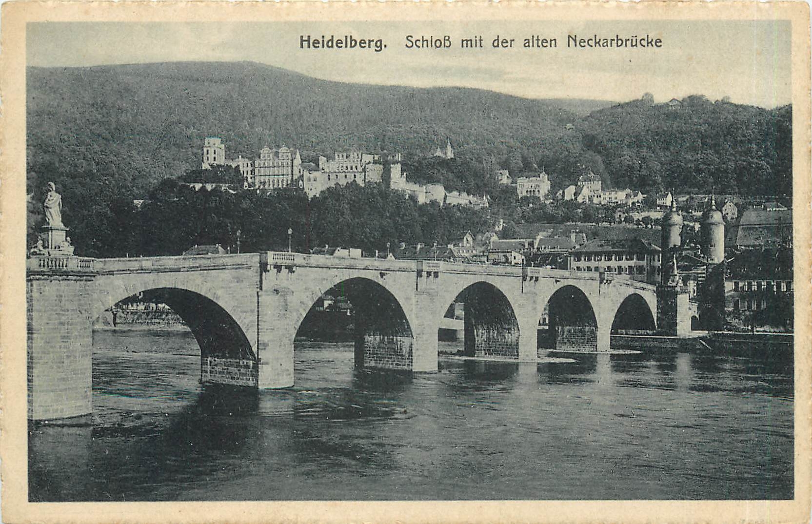 CPA Heidelberg Schloss mit der alten Neckarbrucke 