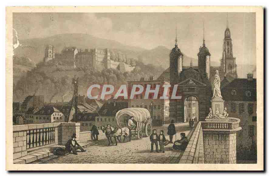 CPA Heidelberg Die alte Neckarbrucke mit Blick auf das Schloss 