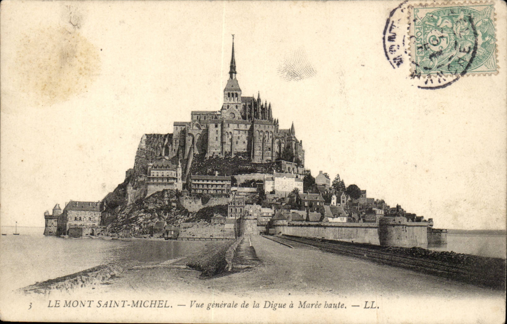 Normandie Mont Saint Michel CPA Vue generale a maree haute
