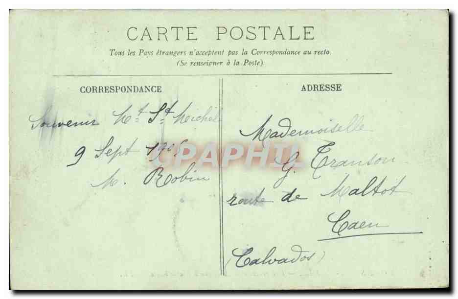 Normandie Mont Saint Michel CPA Vue generale a maree haute — Verso