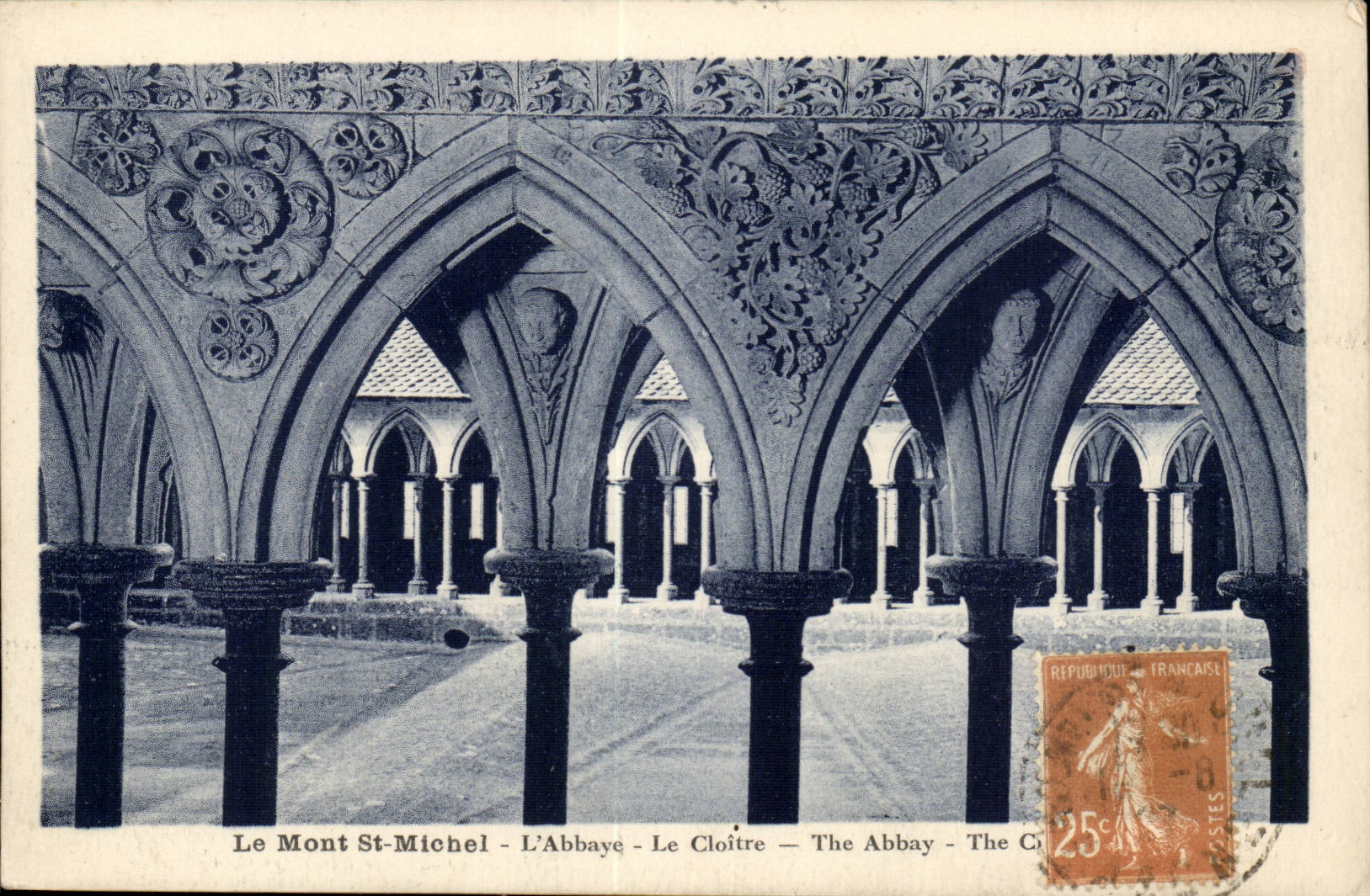 Normandie Mont Saint Michel CPA Abbaye Le cloitre 