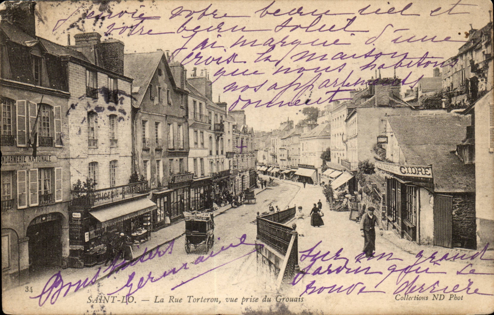 Saint Lo CPA La rue Torteron Vue prise du GRouais (cidre)