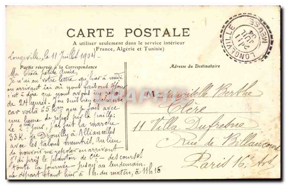 CPA La Chee Allancelles — Rückseite
