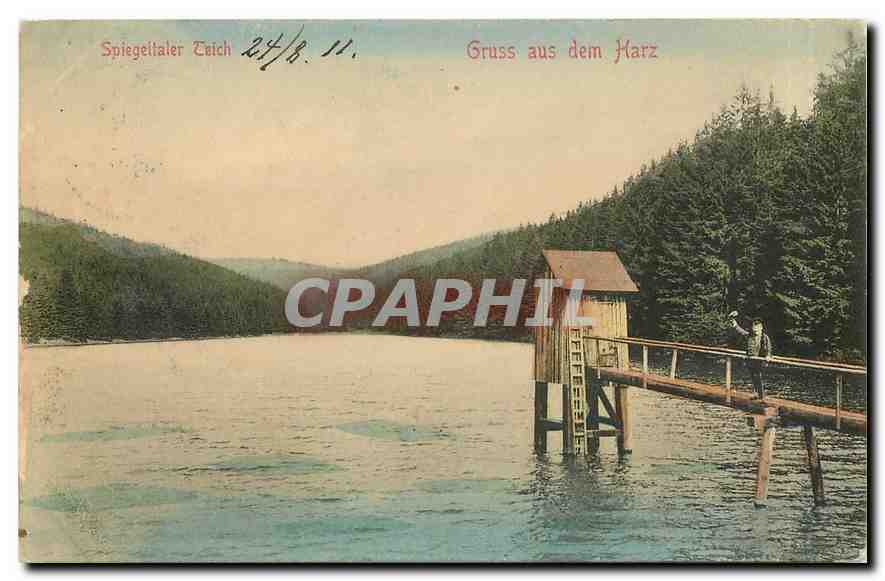 CPA Spiegeltaler Teich Gruss aus dem Harz 