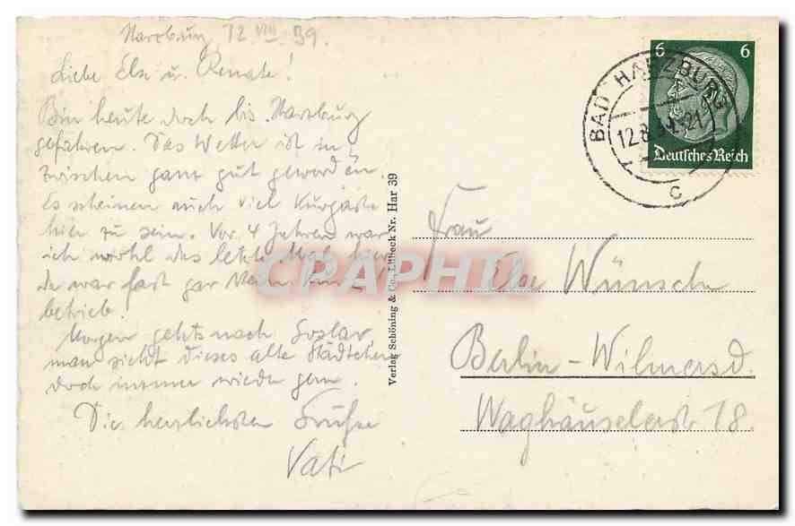 CPA Bad Harzburg Gesamtansicht vom Burgberg  — Back