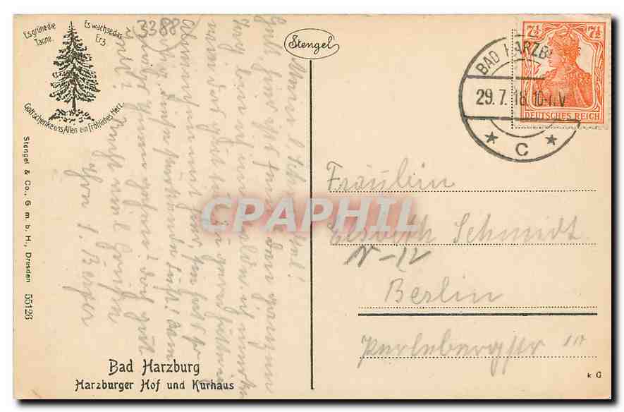 CPA Bad Harzburg Harzburger Hof und Kurhaus  — Rückseite