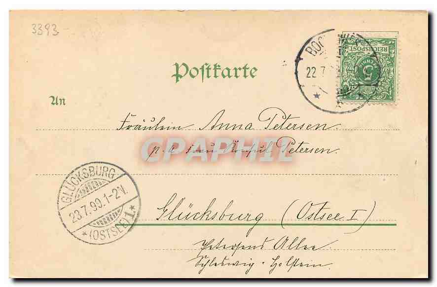CPA Gruss aus Bockswiese Hahnenklee (carte 1899) — Rückseite