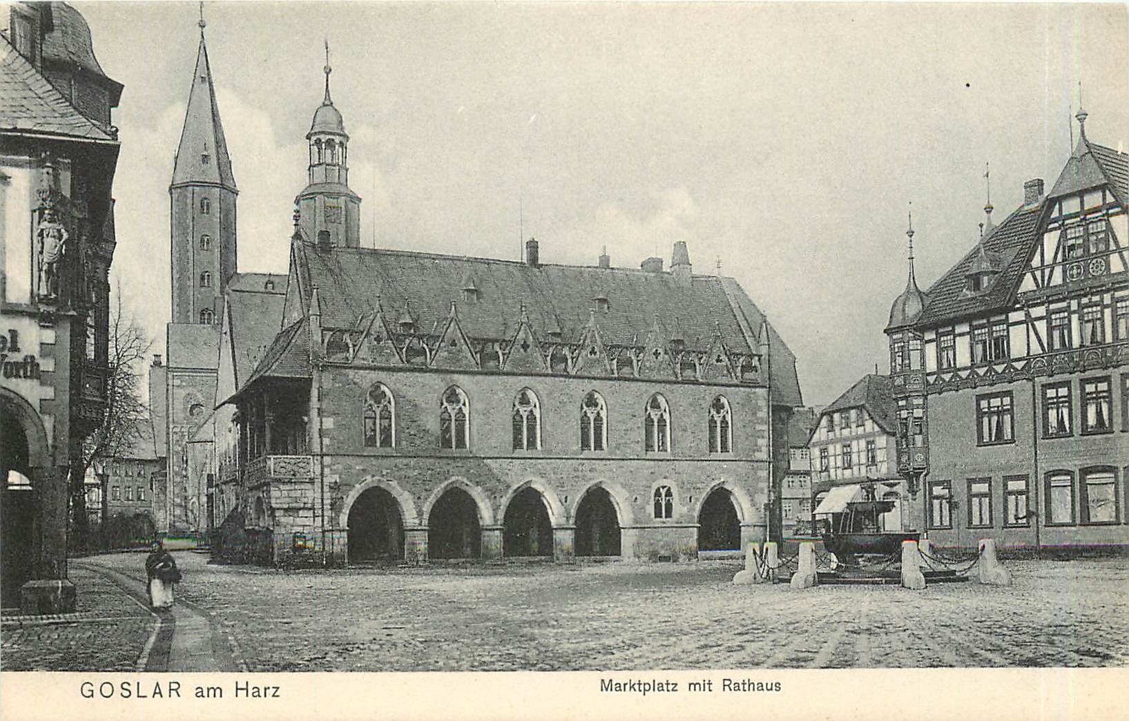 CPA Goslar am Harz Marktplatz mit Rathaus 