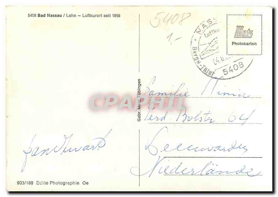 CPM Bad Nassau Lahn Luftkurort seit 1856  — Rückseite