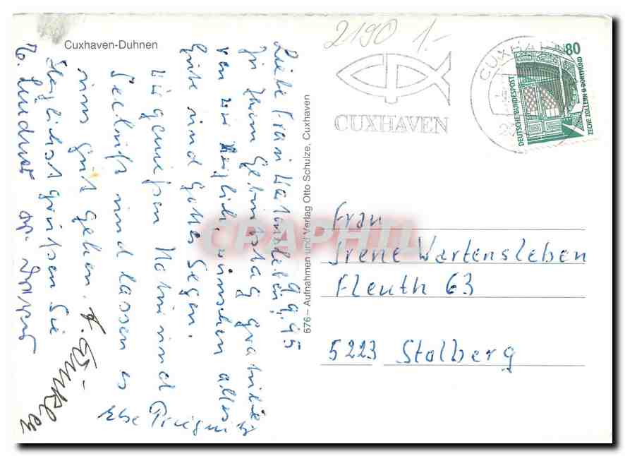 CPM Viele Gruss aus Cuxhaven Duhnen  — Rückseite