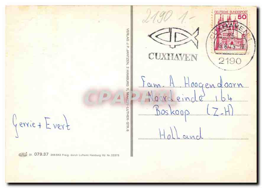 CPM Cuxhaven mit Dose Duhnen Sahlenburg  — Rückseite